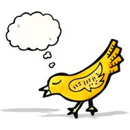 cartoon bird with thought bubble N325