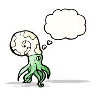 cartoon nautilus squid with thougth bubble N2