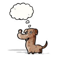 cartoon little dog with thought bubble N25