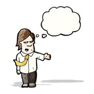 cartoon salesman with thought bubble N13