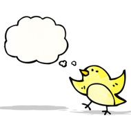 cartoon bird with thought bubble N326