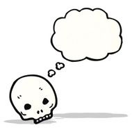 cartoon skull with thought bubble N56