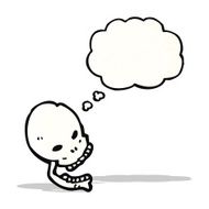 cartoon skull with thought bubble N57