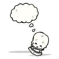 cartoon skull with thought bubble N58