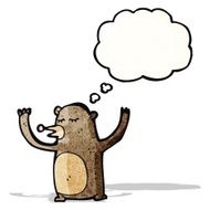 funny bear with thought bubble cartoon