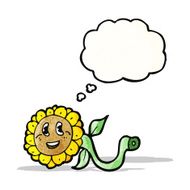 sunflower with thought bubble cartoon