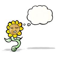 sunflower with thought bubble cartoon N2