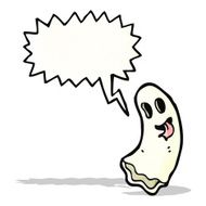 cartoon ghost with speech bubble N34