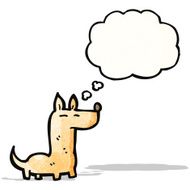 cartoon little dog with thought bubble N27