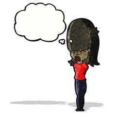 cartoon woman with thought bubble N38