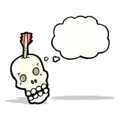 arrow in skull cartoon