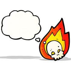 flaming skull cartoon