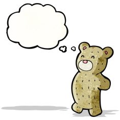 cartoon teddy bear with thought bubble N167