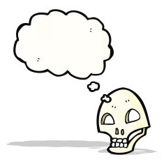 cartoon skull with thought bubble N34
