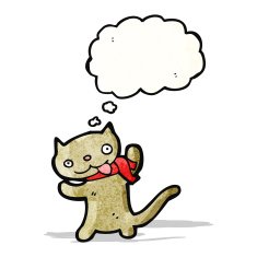 cartoon cat with thought bubble N53