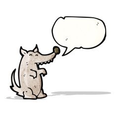 cartoon wolf with speech bubble N26