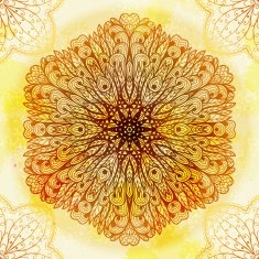 Hand drawn circular beige ornament N4