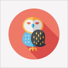 halloween owl flat icon with long shadow eps10 N10