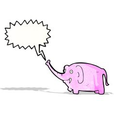 cartoon pink elephant trumpeting