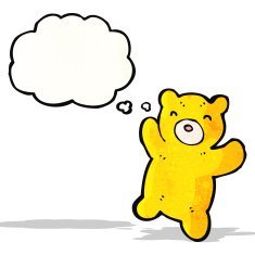 cartoon teddy bear with thought bubble N168