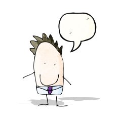 child's drawing of a dad with speech bubble cartoon