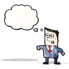 cartoon businessman with thought bubble