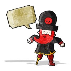 cartoon pirate captain with speech bubble N12