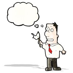 cartoon office man waving white flag N2