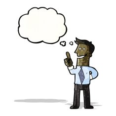 cartoon businessman with brilliant idea