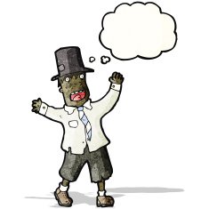 cartoon man in rags and top hat