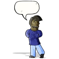 cartoon shy man talking