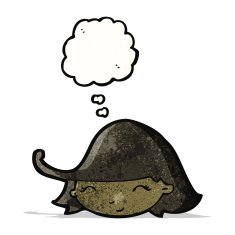 cartoon woman with thought bubble N41