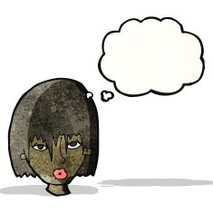 cartoon woman with thought bubble N42