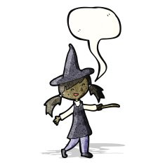 cartoon witch girl casting spell