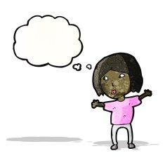 cartoon woman with thought bubble N46