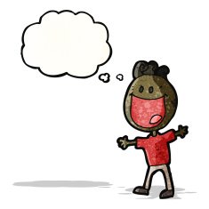 cartoon happy man with thought bubble N505
