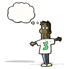 cartoon man in number three shirt N3