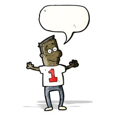 cartoon man in number 1 shirt