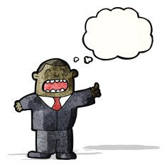 cartoon boss with thought bubble