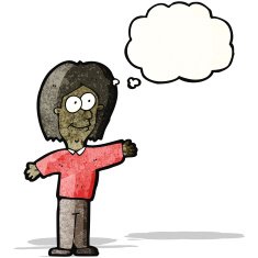 cartoon happy man with thought bubble N506