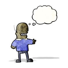 cartoon bald man with thought bubble N3