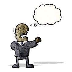 cartoon bald man with thought bubble N4