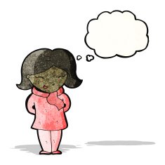 cartoon woman with thought bubble N48