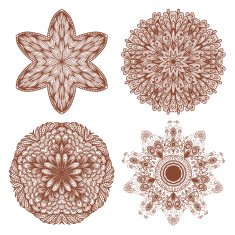 Set of four hand drawn ornaments N3
