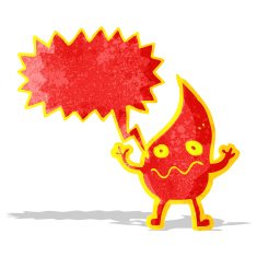 cartoon little flame with speech bubble