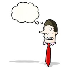 cartoon businessman's head with thought bubble