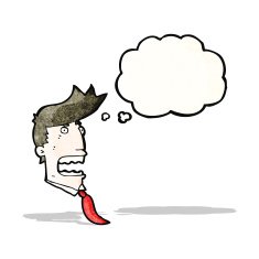 cartoon businessman's head with thought bubble N2