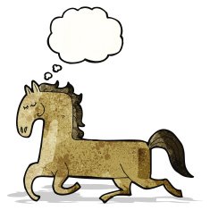 cartoon horse with thought bubble N38