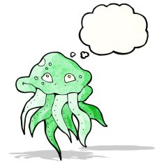 cartoon jellyfish with thought bubble