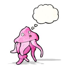 cartoon jellyfish with thought bubble N2